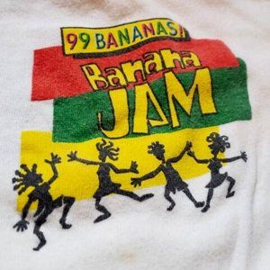 1990s Vintage 99 Bananas Jam White Tropical T-shirt - Men’s XL Single Stitch